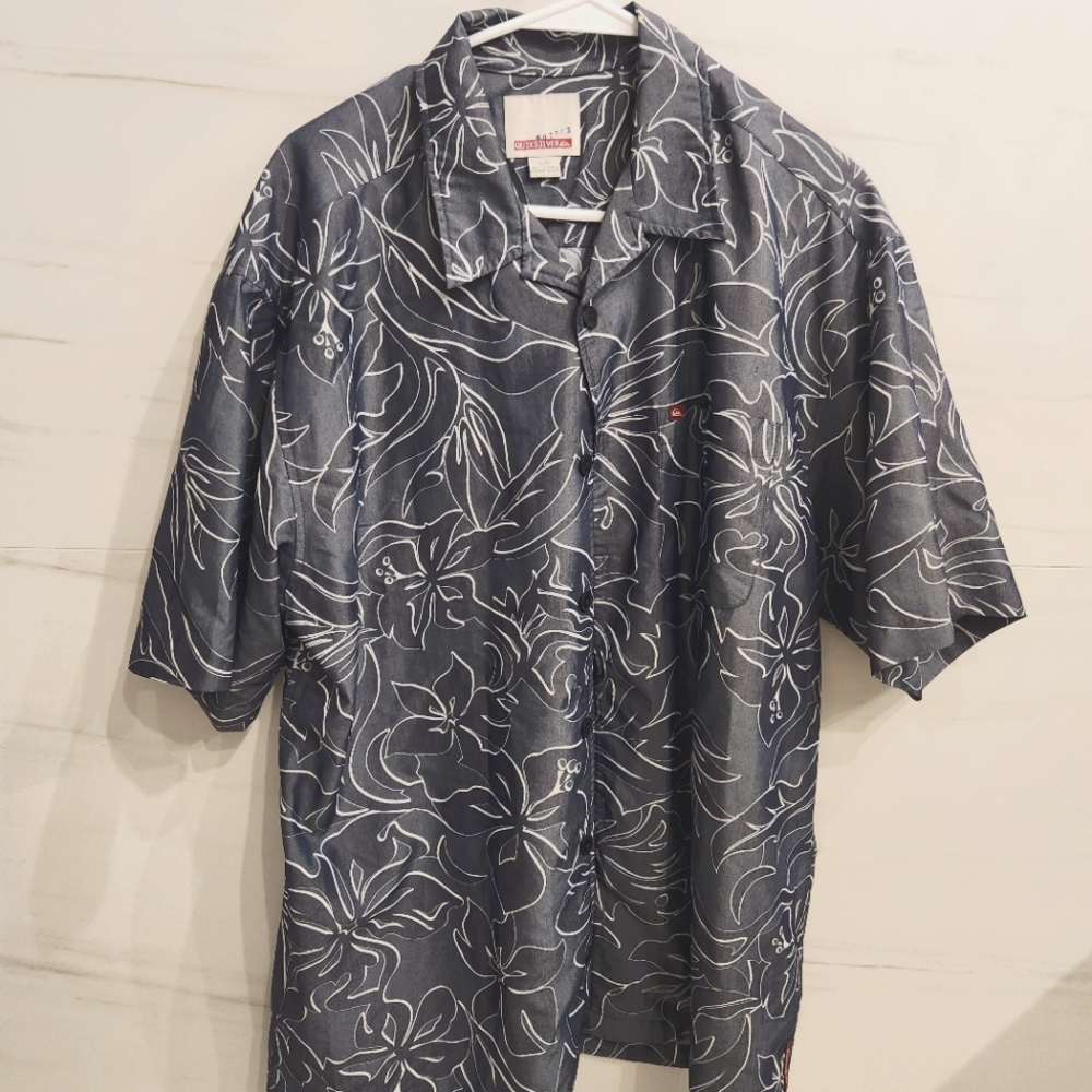 Quicksilver Grey/ Blue Casual Button Down Shirt